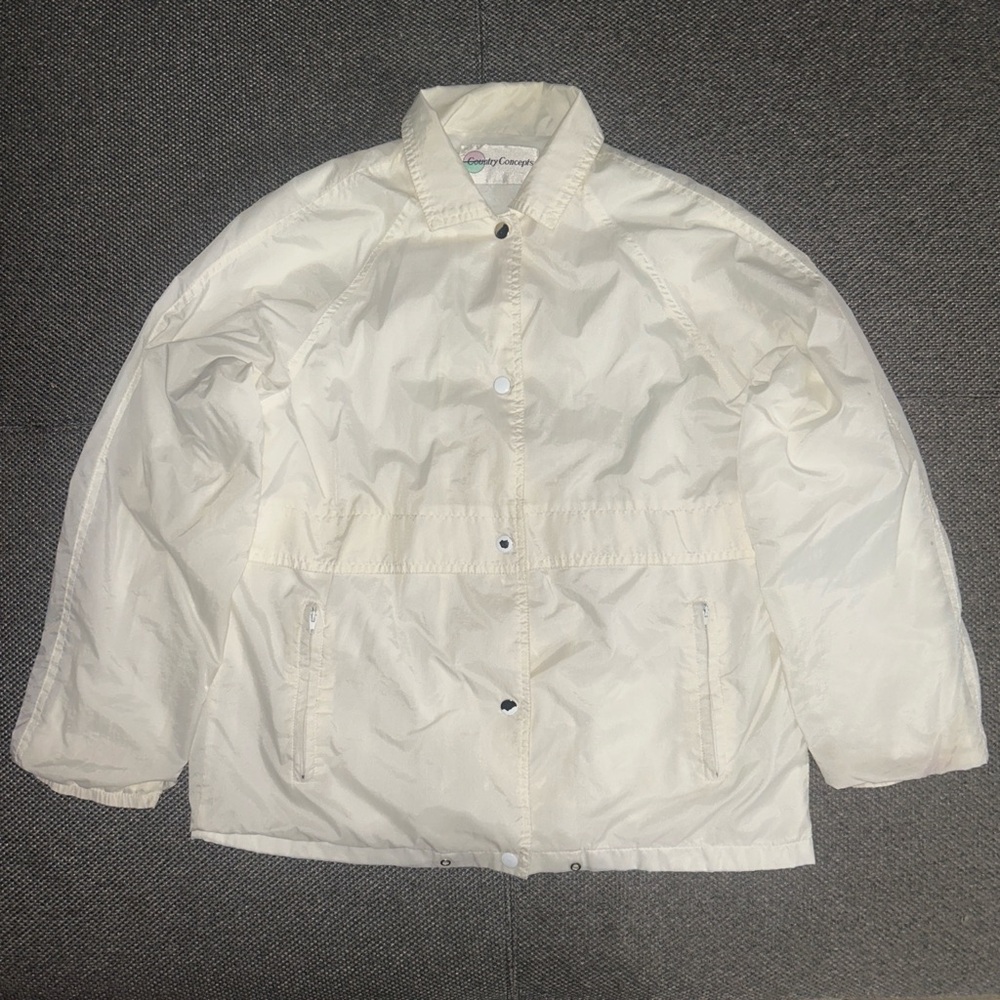 Vintage 80s White Windbreaker Jacket